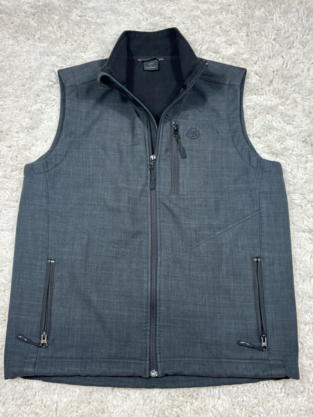Wrangler ATG Gray Softshell Fleece Lined Full Zip Vest Men’s Small Outdoor